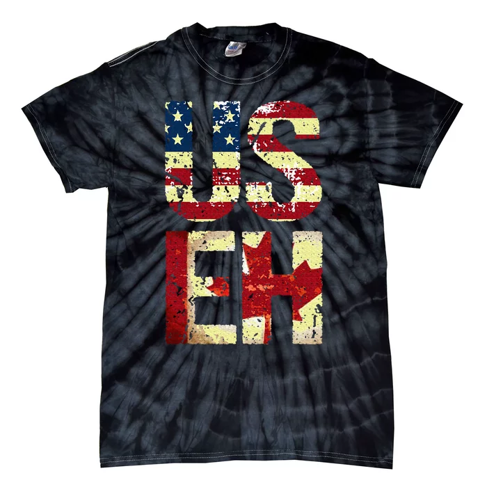 Us Eh America Canada Flag Funny American Canadian Tie-Dye T-Shirt