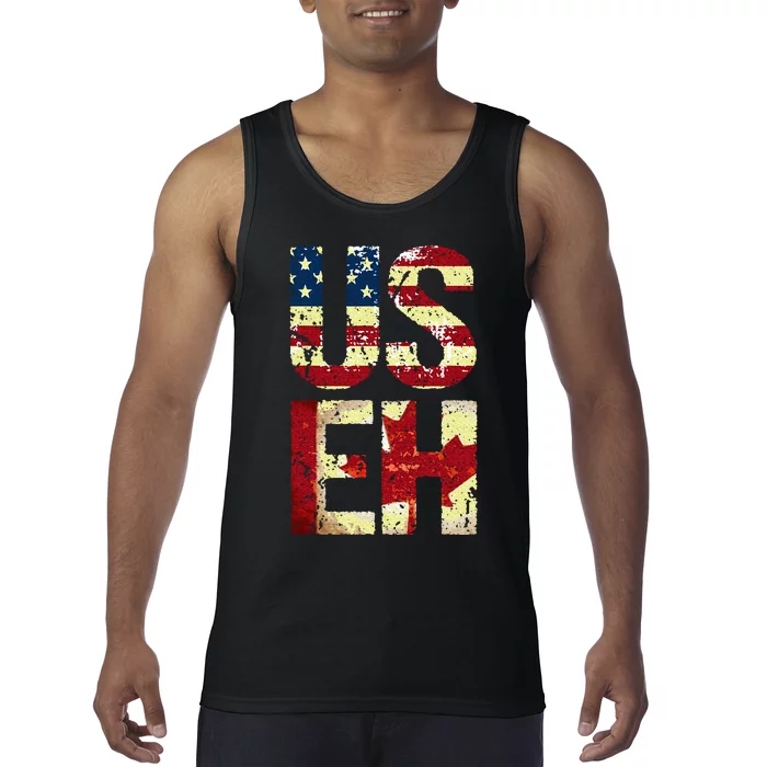 Us Eh America Canada Flag Funny American Canadian Tank Top