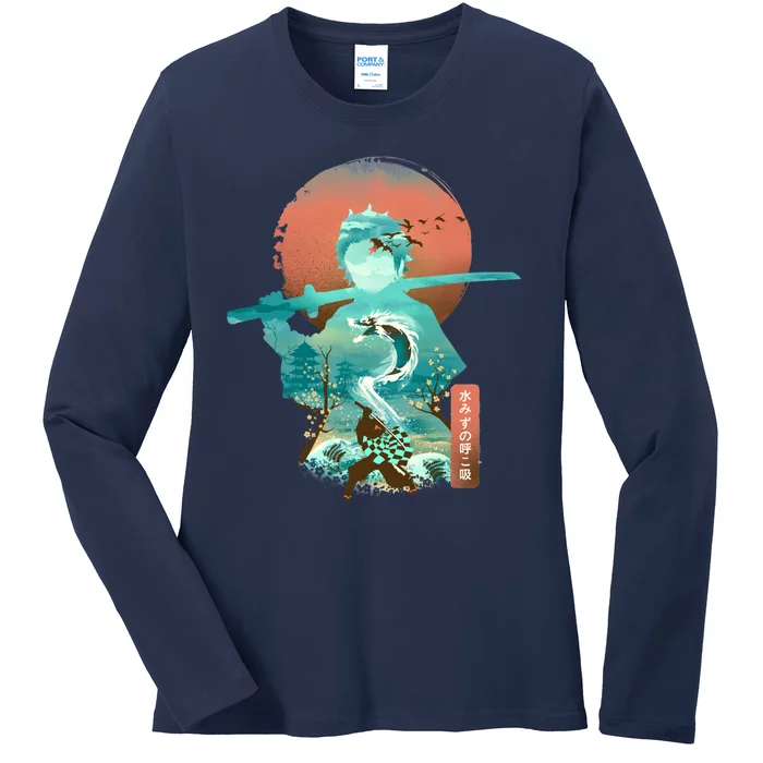 Ukiyo E Breath Of Water Ladies Long Sleeve Shirt