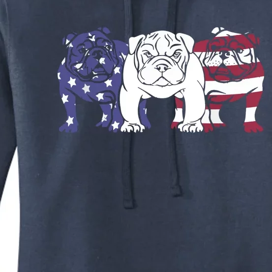 Unique English Bulldog Dog American Flag Retro Puppy Lover Women's Pullover Hoodie