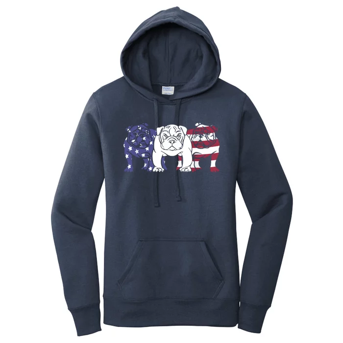 Unique English Bulldog Dog American Flag Retro Puppy Lover Women's Pullover Hoodie