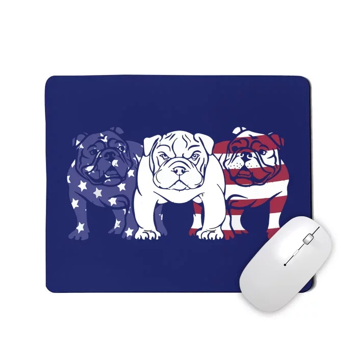 Unique English Bulldog Dog American Flag Retro Puppy Lover Mousepad