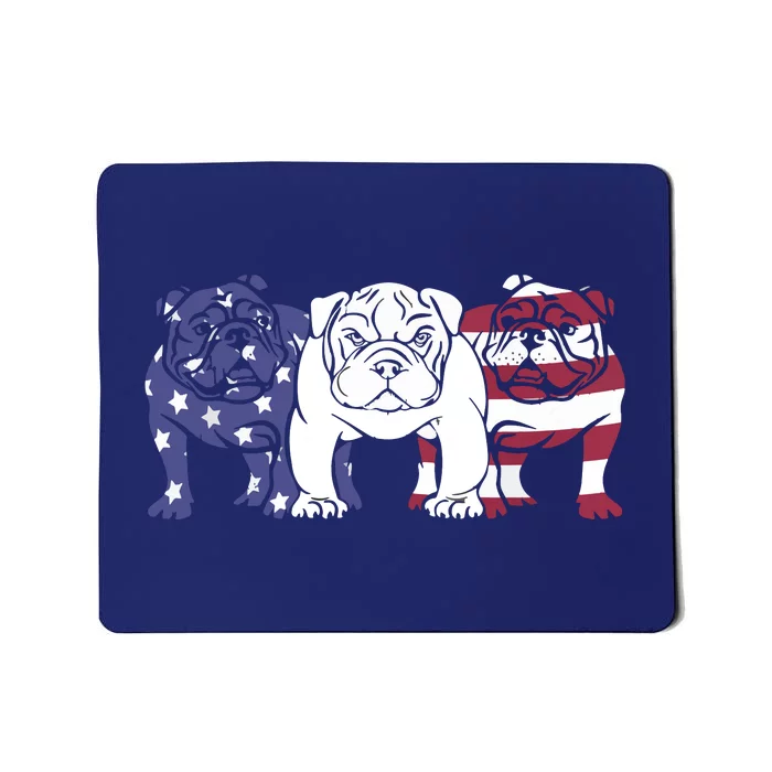 Unique English Bulldog Dog American Flag Retro Puppy Lover Mousepad