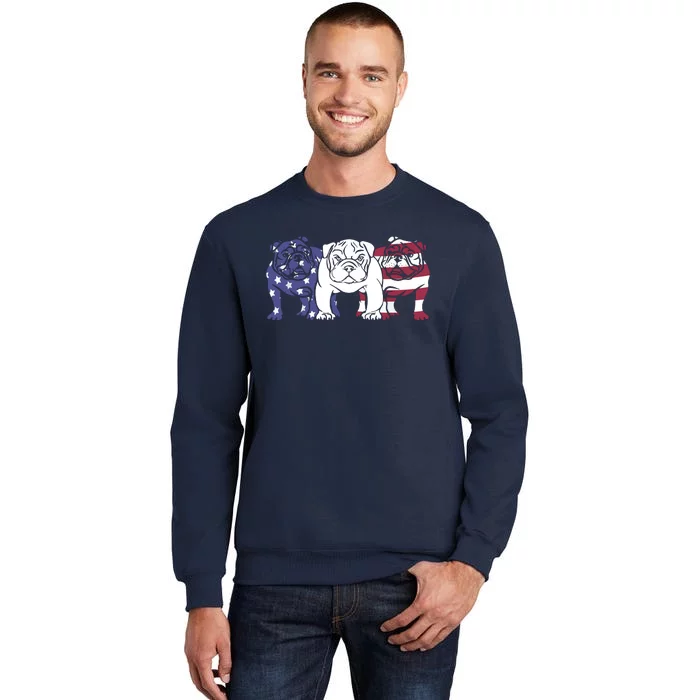 Unique English Bulldog Dog American Flag Retro Puppy Lover Tall Sweatshirt