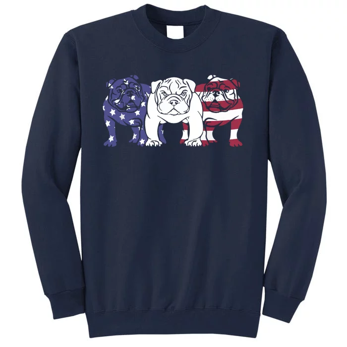 Unique English Bulldog Dog American Flag Retro Puppy Lover Tall Sweatshirt