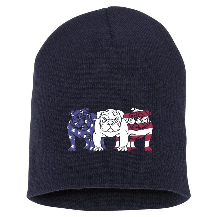 Unique English Bulldog Dog American Flag Retro Puppy Lover Short Acrylic Beanie