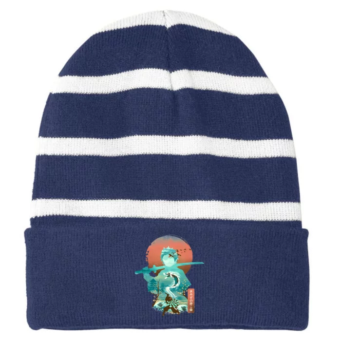 Ukiyo E Breath Of Water Striped Beanie with Solid Band