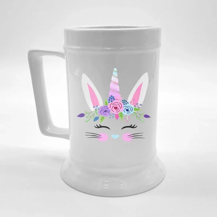 Unicorn Easter Bunny For Girl Easter Premium Front & Back Beer Stein