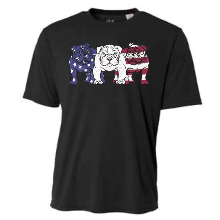 Unique English Bulldog Dog American Flag Cooling Performance Crew T-Shirt