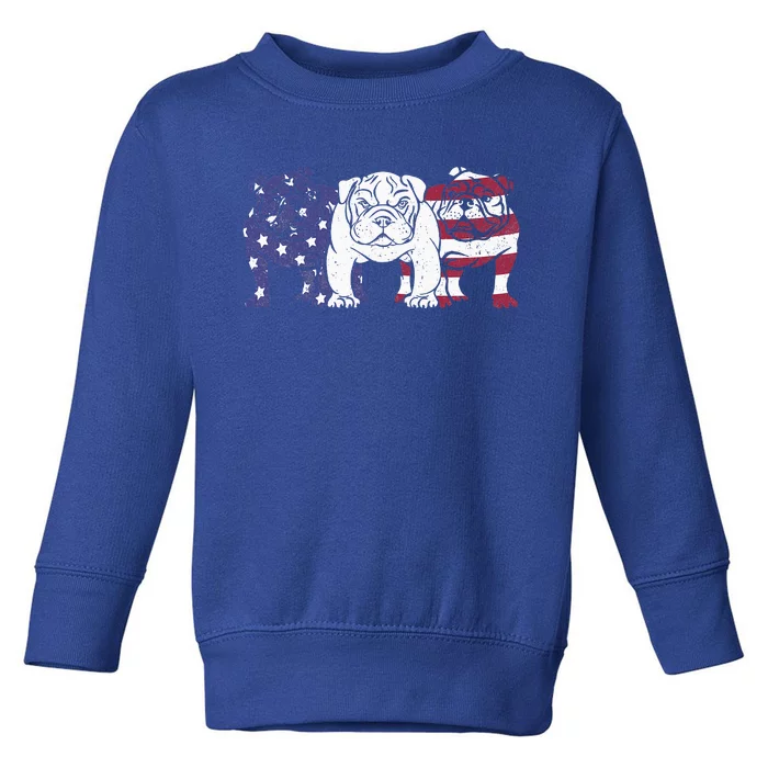 Unique English Bulldog Dog American Flag Toddler Sweatshirt