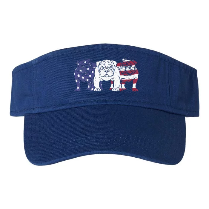 Unique English Bulldog Dog American Flag Valucap Bio-Washed Visor