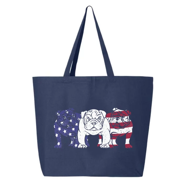 Unique English Bulldog Dog American Flag 25L Jumbo Tote