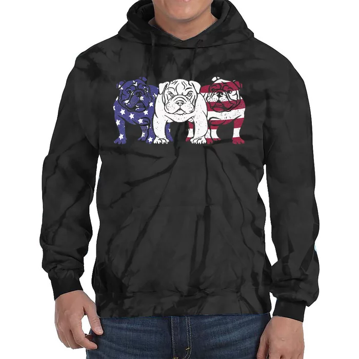 Unique English Bulldog Dog American Flag Retro Tie Dye Hoodie