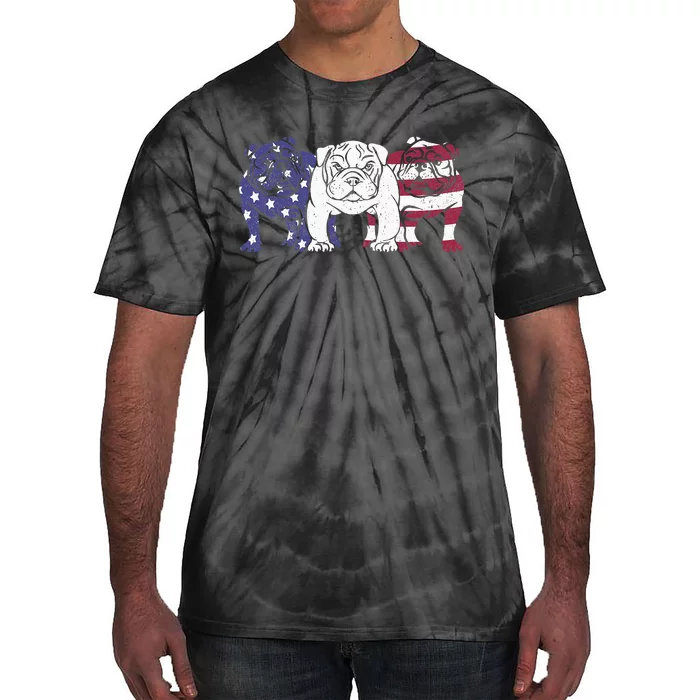 Unique English Bulldog Dog American Flag Retro Tie-Dye T-Shirt