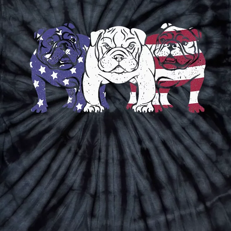 Unique English Bulldog Dog American Flag Retro Tie-Dye T-Shirt