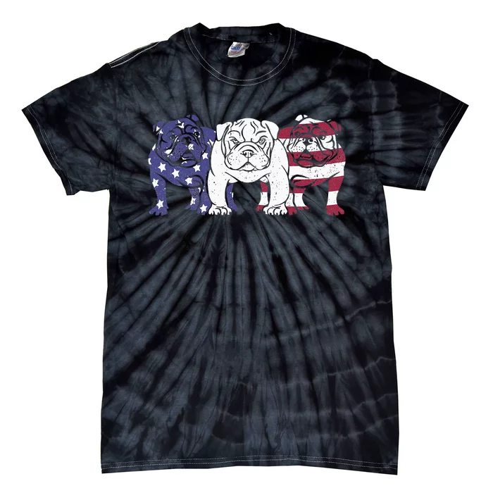 Unique English Bulldog Dog American Flag Retro Tie-Dye T-Shirt