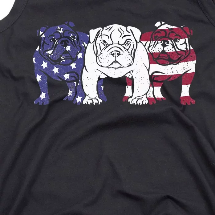 Unique English Bulldog Dog American Flag Retro Tank Top