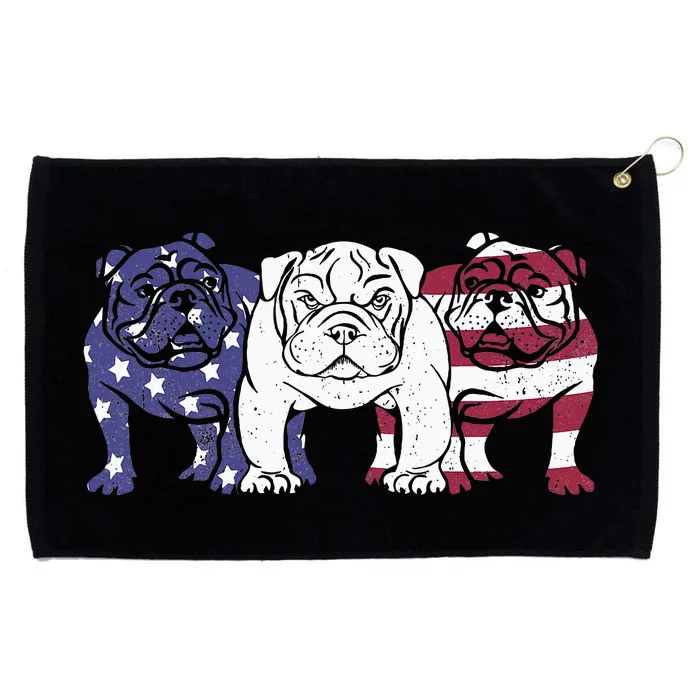 Unique English Bulldog Dog American Flag Retro Grommeted Golf Towel