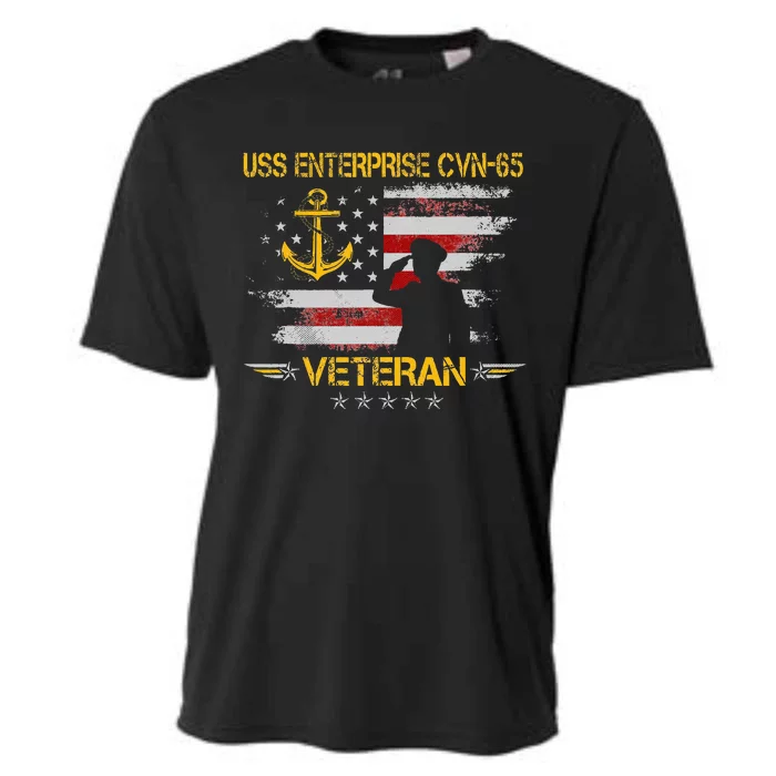 USS Enterprise CVN 65 Aircraft Carrier Veteran Flag Vintage Cooling Performance Crew T-Shirt