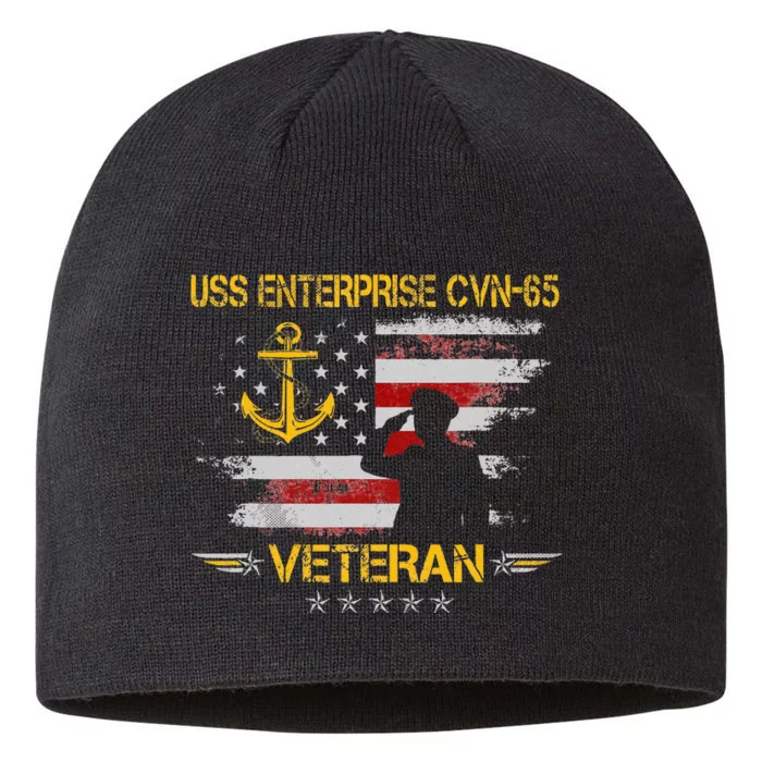 USS Enterprise CVN 65 Aircraft Carrier Veteran Flag Vintage 8 1/2in Sustainable Knit Beanie