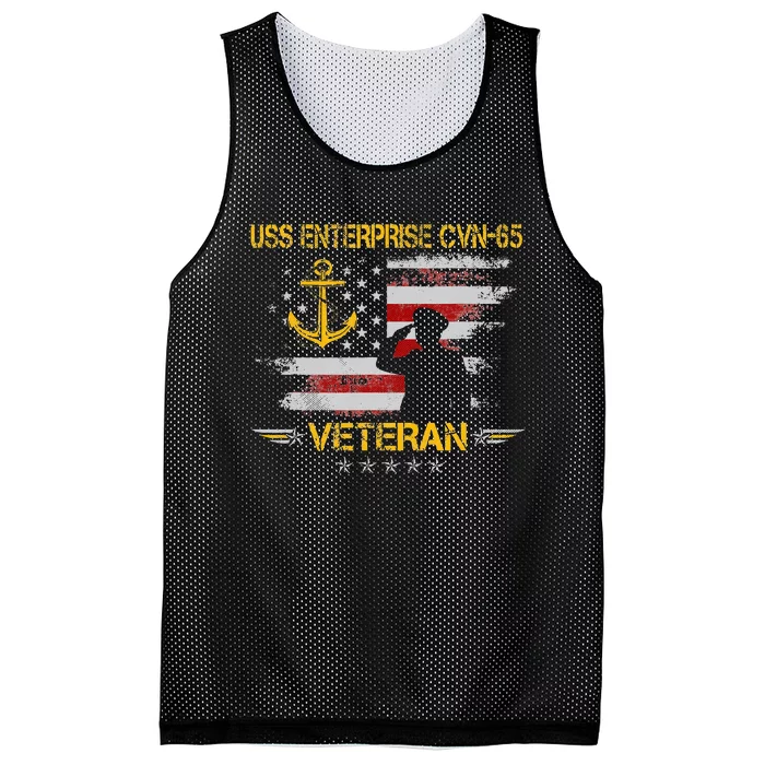 USS Enterprise CVN 65 Aircraft Carrier Veteran Flag Vintage Mesh Reversible Basketball Jersey Tank