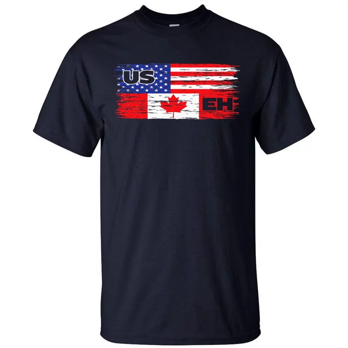 US EH Canada America Flag Maple Leaf Proud Canuck Roots Tall T-Shirt