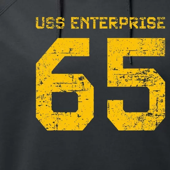 Uss Enterprise Cvn65 Aircraft Carrier Distressed Style Performance Fleece Hoodie