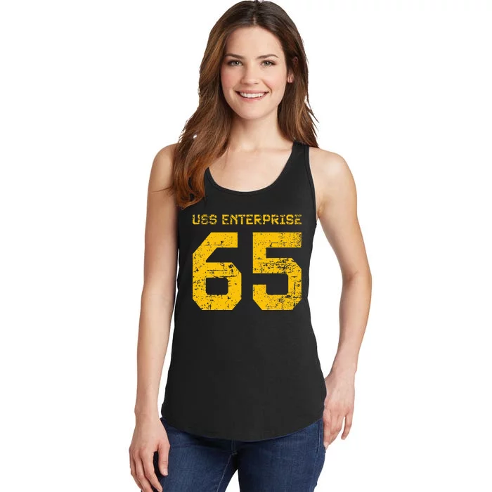 Uss Enterprise Cvn65 Aircraft Carrier Distressed Style Ladies Essential Tank