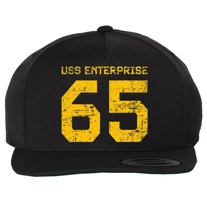 Uss Enterprise Cvn65 Aircraft Carrier Distressed Style Wool Snapback Cap