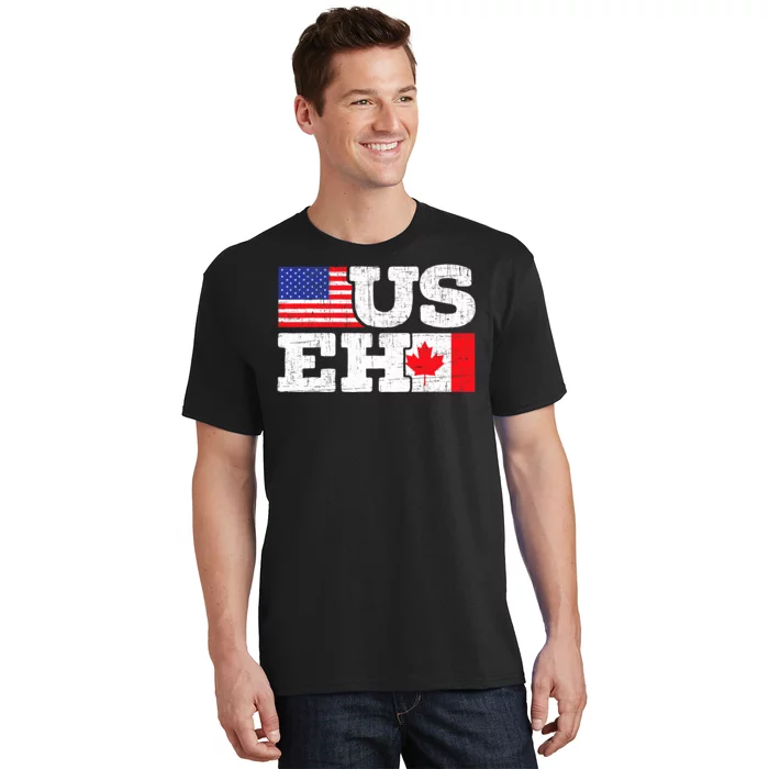 US EH Canada America Flag Maple Leaf Proud Canuck Roots T-Shirt