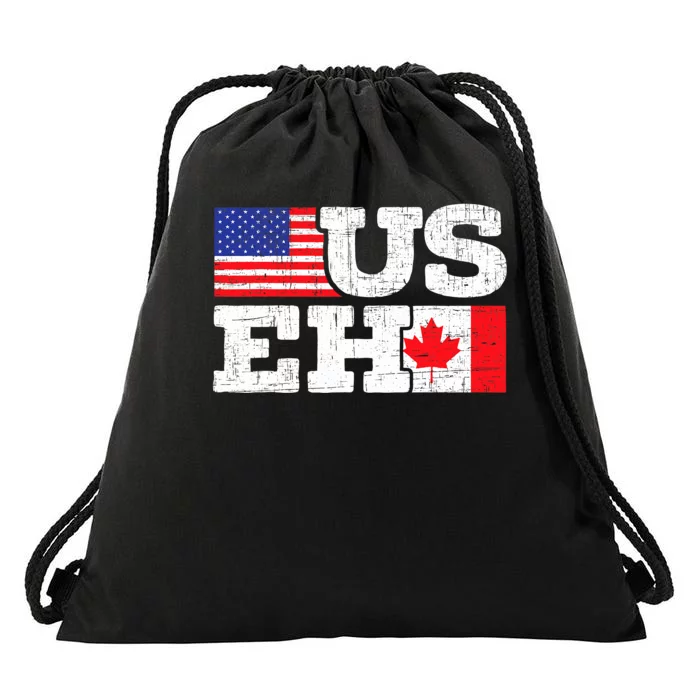 US EH Canada America Flag Maple Leaf Proud Canuck Roots Drawstring Bag