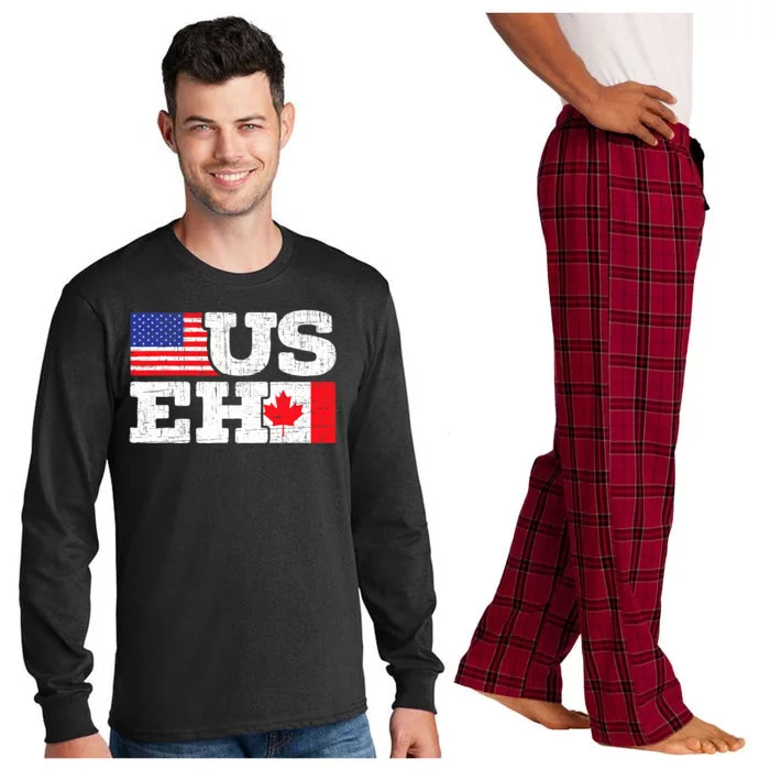 US EH Canada America Flag Maple Leaf Proud Canuck Roots Long Sleeve Pajama Set