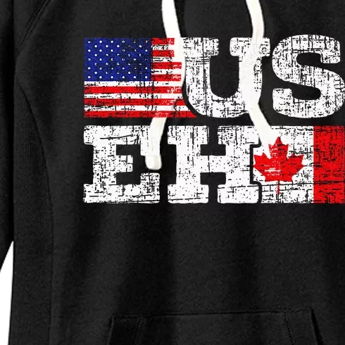 Us Eh Canada America Flag Maple Leaf Proud Canuck Roots Women's Fleece Hoodie