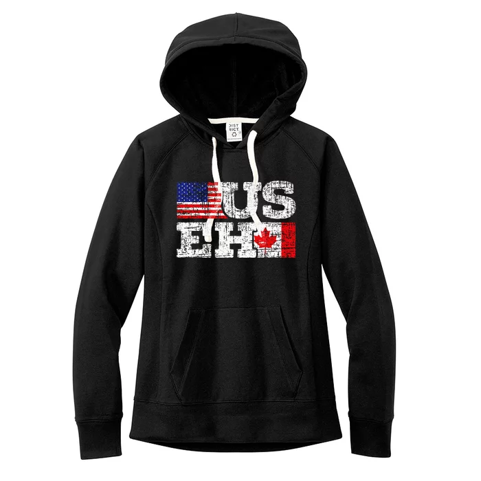 Us Eh Canada America Flag Maple Leaf Proud Canuck Roots Women's Fleece Hoodie