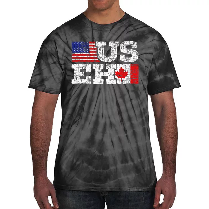 Us Eh Canada America Flag Maple Leaf Proud Canuck Roots Tie-Dye T-Shirt