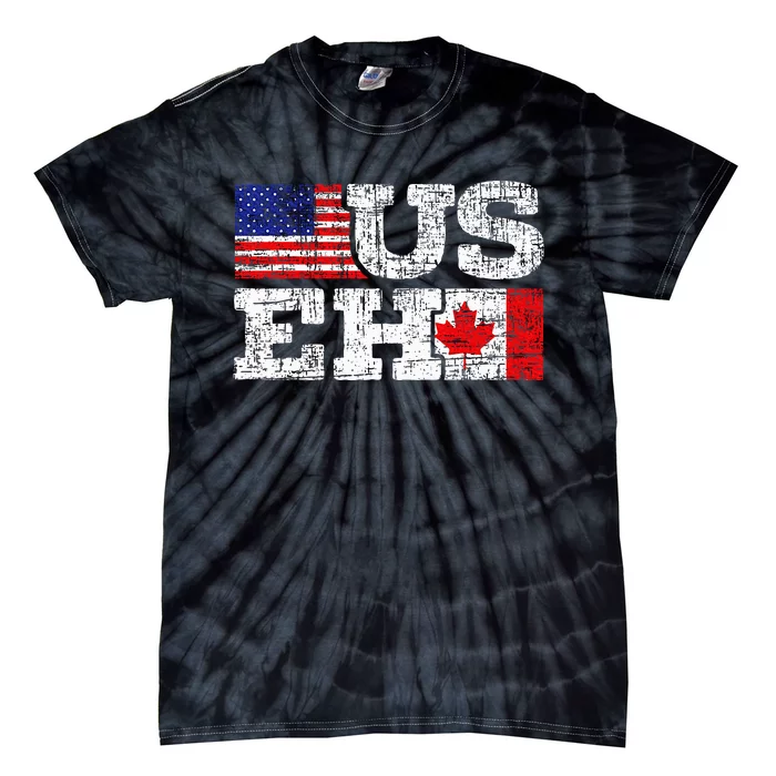 Us Eh Canada America Flag Maple Leaf Proud Canuck Roots Tie-Dye T-Shirt