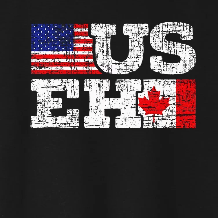 Us Eh Canada America Flag Maple Leaf Proud Canuck Roots Women's Crop Top Tee