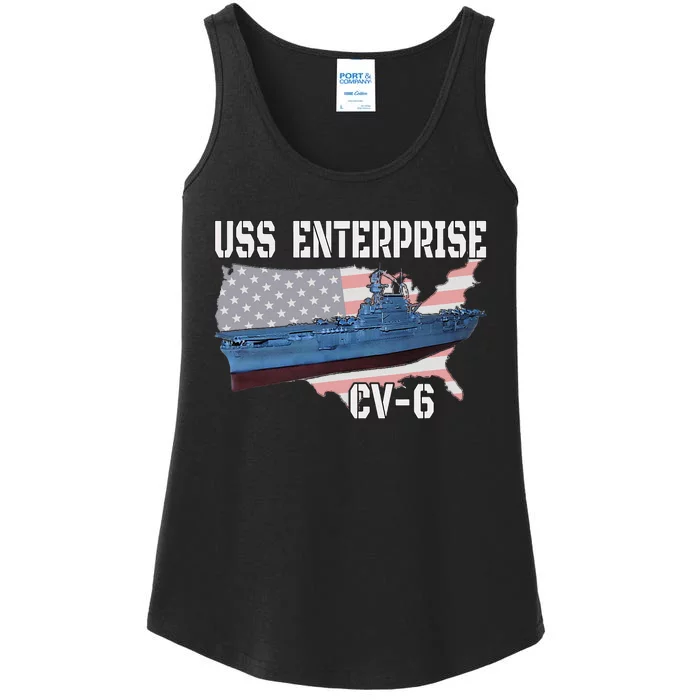 Uss Enterprise Cv6 Aircraft Carrier Veterans Day Father Day Ladies Essential Tank