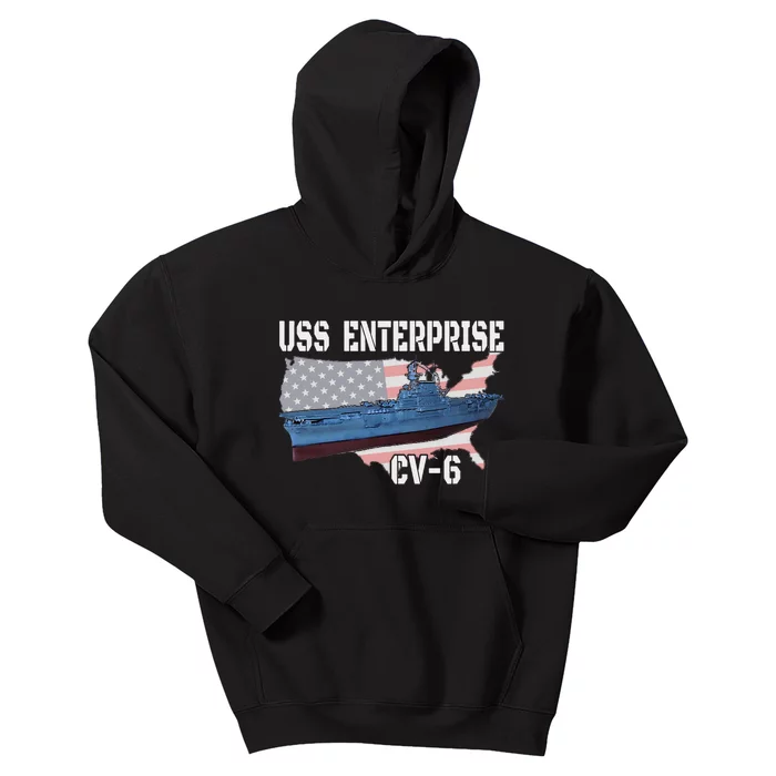 Uss Enterprise Cv6 Aircraft Carrier Veterans Day Father Day Kids Hoodie