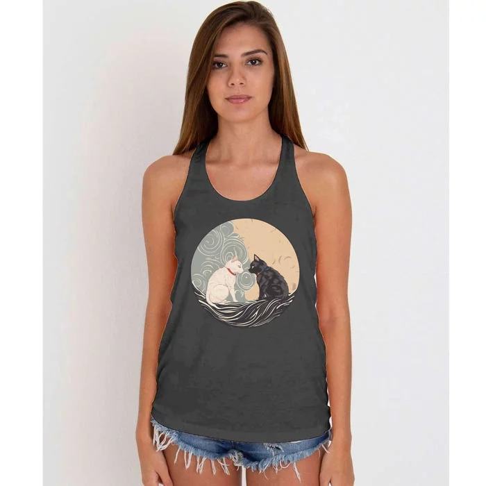 Ukiyo E Cats Women's Knotted Racerback Tank