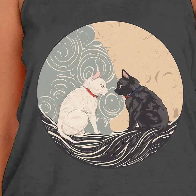 Ukiyo E Cats Women's Knotted Racerback Tank