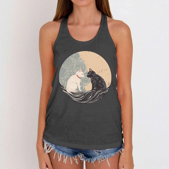 Ukiyo E Cats Women's Knotted Racerback Tank