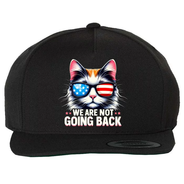 Us Election Day 2024 America Flag Cat We Are Not Going Back Wool Snapback Cap