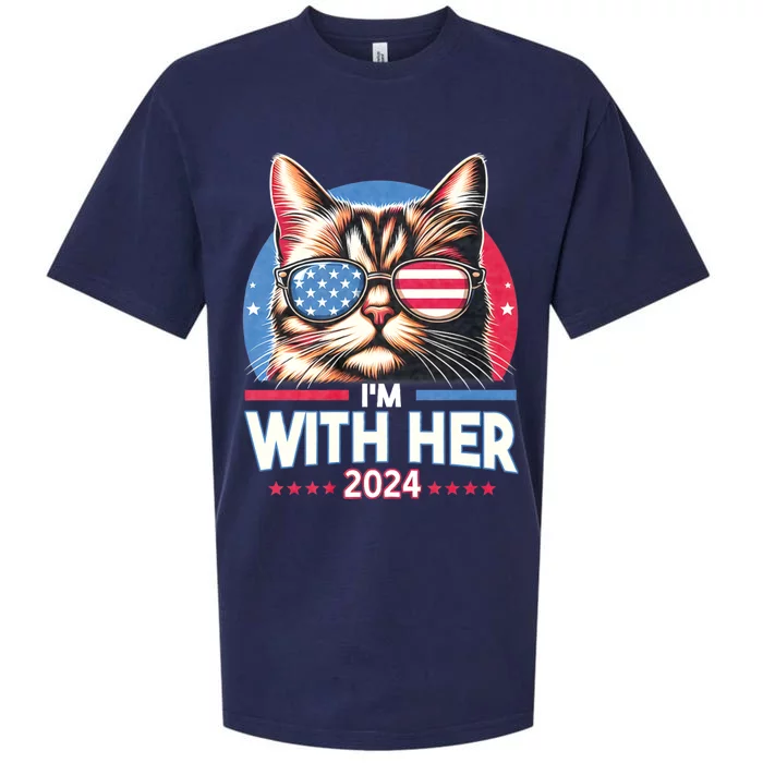 Us Election Day 2024 America Flag Cat IM With Her 2024 Sueded Cloud Jersey T-Shirt