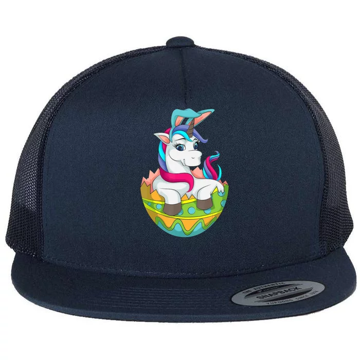 Unicorn Easter Egg Flat Bill Trucker Hat