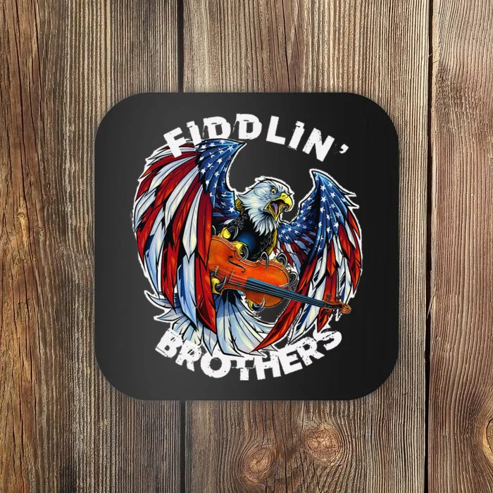 USA Eagle Fiddlin Brothers Violin Music Rock Patriot Flight Coaster