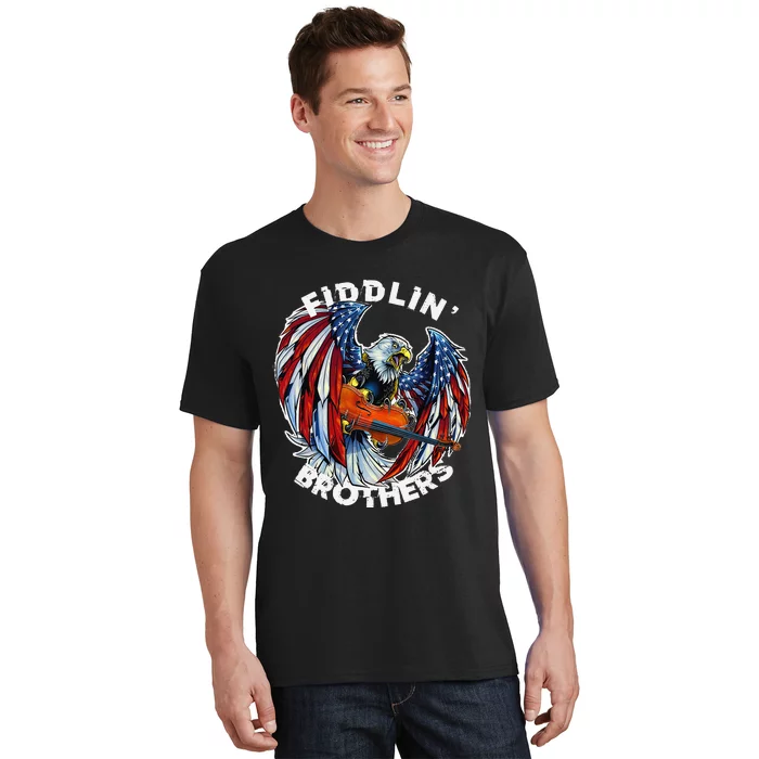 USA Eagle Fiddlin Brothers Violin Music Rock Patriot Flight T-Shirt