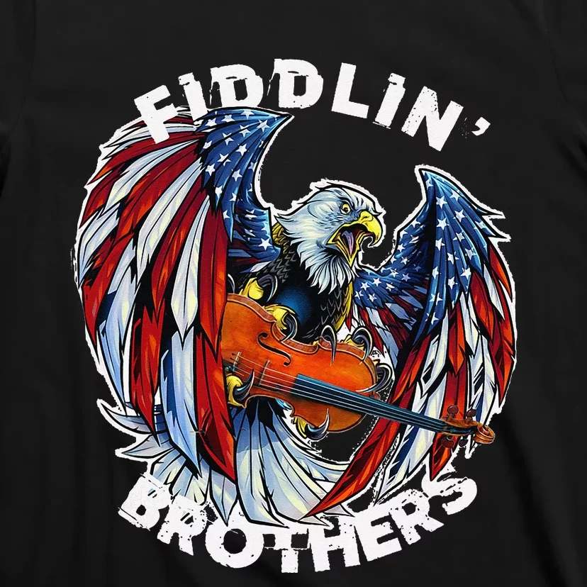 USA Eagle Fiddlin Brothers Violin Music Rock Patriot Flight T-Shirt