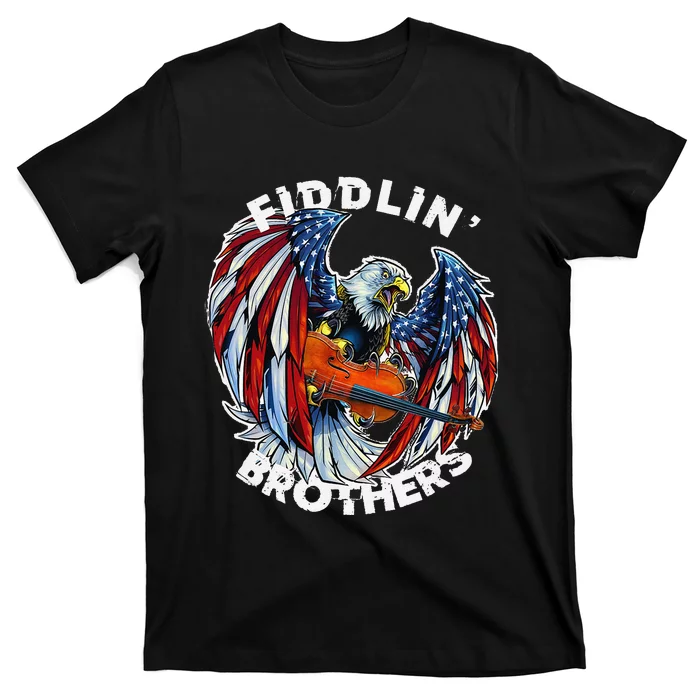 USA Eagle Fiddlin Brothers Violin Music Rock Patriot Flight T-Shirt