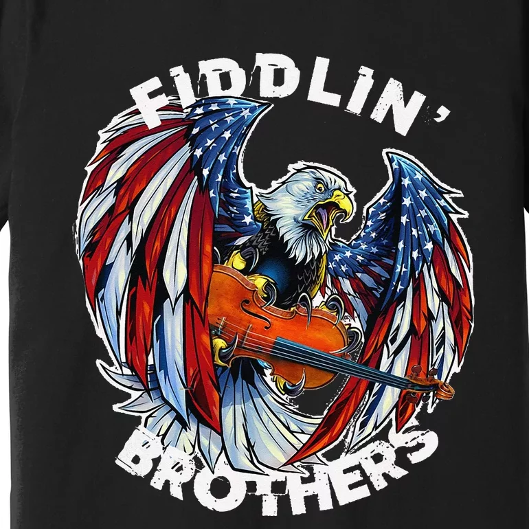 USA Eagle Fiddlin Brothers Violin Music Rock Patriot Flight Premium T-Shirt